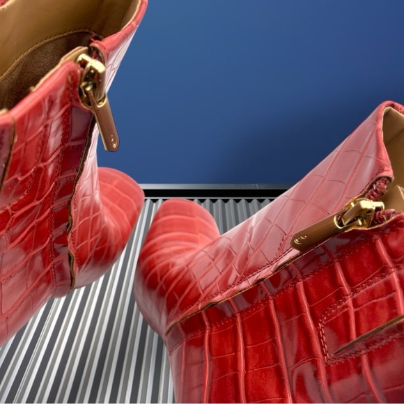 Sam Edelman Codie2 Rose Stucco Square Toed Croc Embossed Ankle Bootie 7 1/2 M - Picture 14 of 15